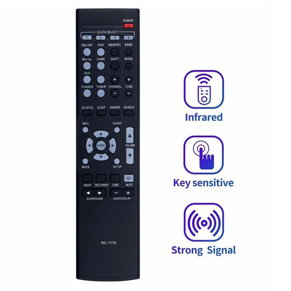 RC-1170 For Denon AV Receiver Infrared Remote Control Battery Powered 10m Range Ergonomic Controller - 2
