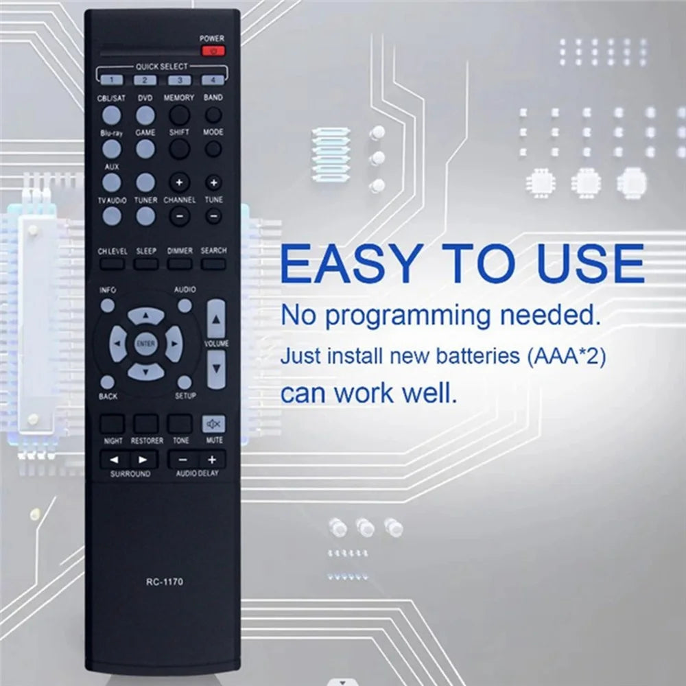 RC-1170 For Denon AV Receiver Infrared Remote Control Battery Powered 10m Range Ergonomic Controller - 3