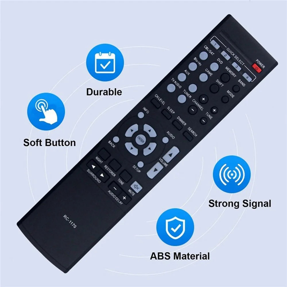 RC-1170 For Denon AV Receiver Infrared Remote Control Battery Powered 10m Range Ergonomic Controller - 5