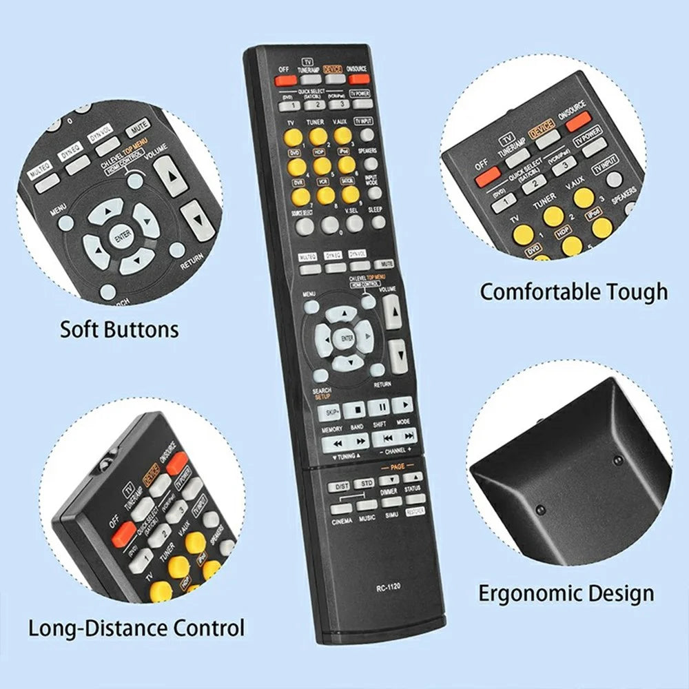 RC-1120 For Denon AV Receiver Infrared Remote Control Battery Powered 10m Range Ergonomic Controller - 2