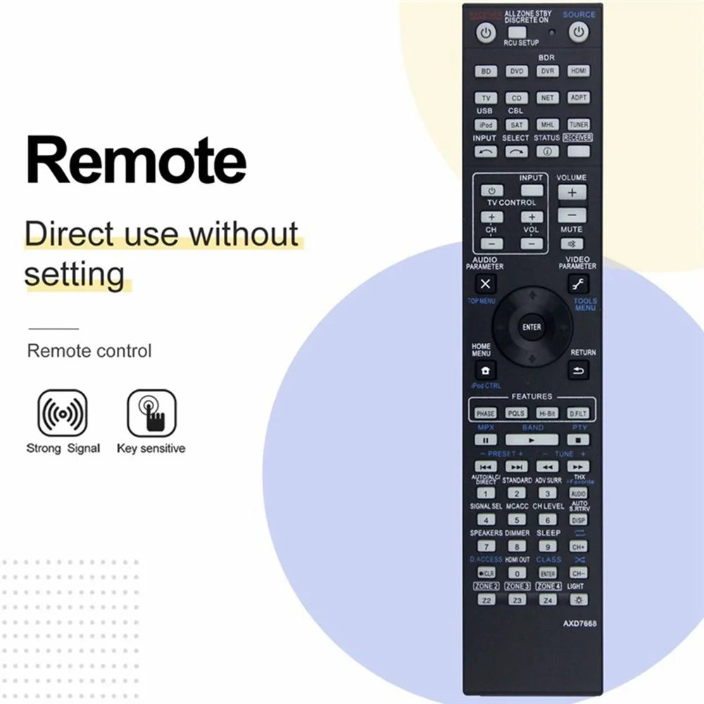 AXD7668 For Pioneer AV Receiver Remote Control 10m Range Handheld Controller Replacement - 3