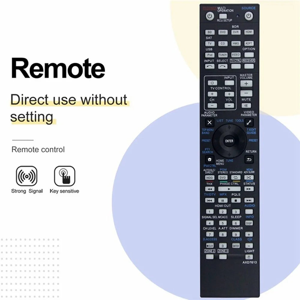 AXD7613 For Pioneer AV Receiver Remote Control 10m Range Handheld Controller Replacement - 3