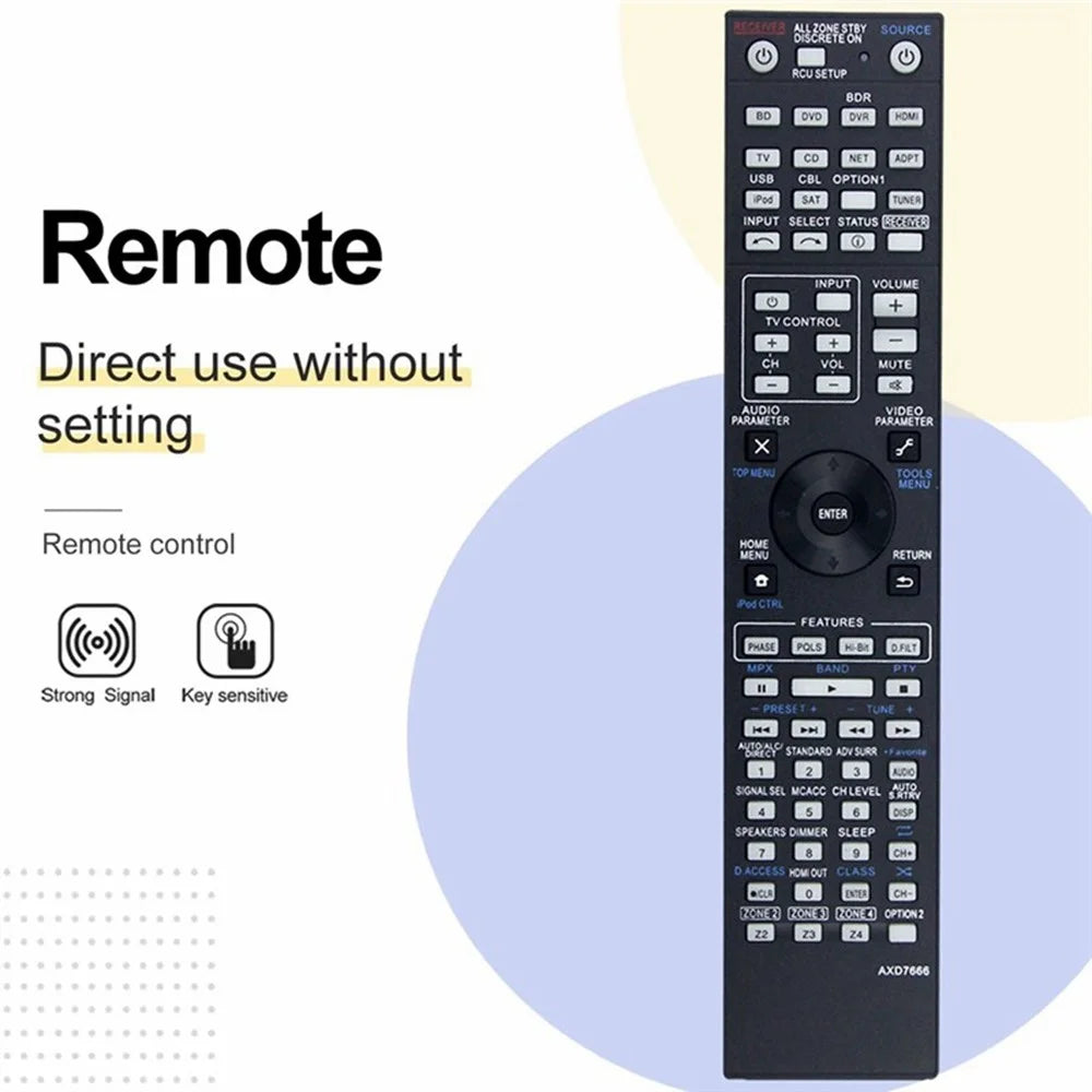 AXD7666 For Pioneer AV Receiver Remote Control 10m Range Handheld Controller Replacement - 3