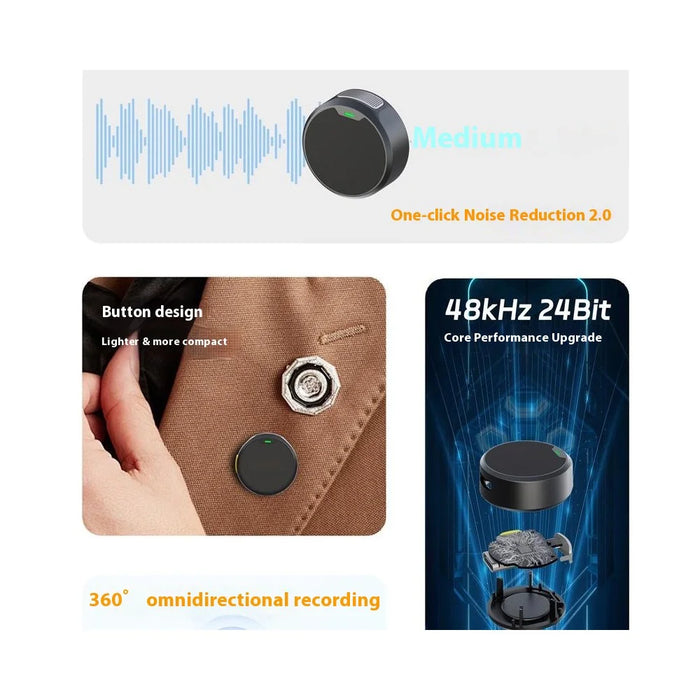 Q8 Magnetic Clip-on Microphone Professional Noise Cancelling Bluetooth-compatible 5.0 Condenser Mic, 2 Transmitter + 1 Receiver - Type-C Plug - 2
