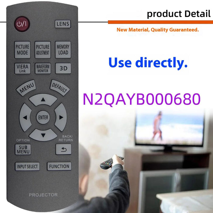 N2QAYB000680 For Panasonic Projector Infrared Remote Control Replacement 10m Range - 2