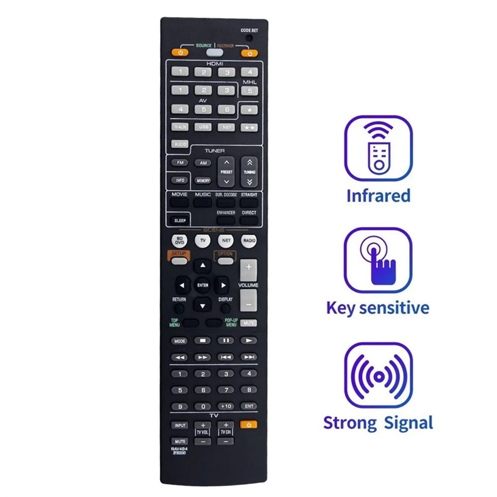 RAV494 For Yamaha AV Receiver Infrared Remote Control 10m Range Ergonomic Wireless Controller - 5