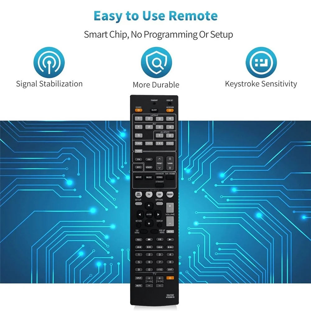 RAV332 For Yamaha AV Receiver Infrared Remote Control 10m Range Ergonomic Wireless Controller - 2