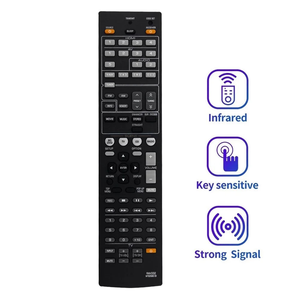 RAV332 For Yamaha AV Receiver Infrared Remote Control 10m Range Ergonomic Wireless Controller - 5