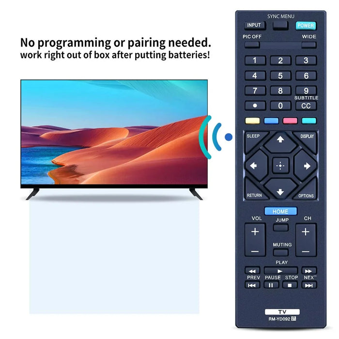 RM-YD092 For Sony TV Remote Control Battery Powered Infrared Replacement Handheld Controller - 3