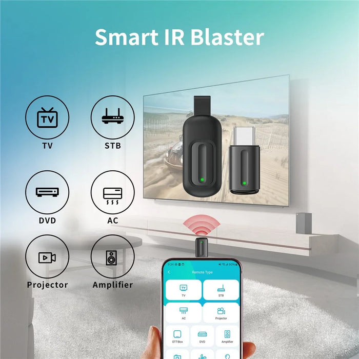 EKX5S-L Mini Smartphone IR Remote Controller Adapter 8M Long Range Control IR Blaster for AC TV - Black / iP - 2