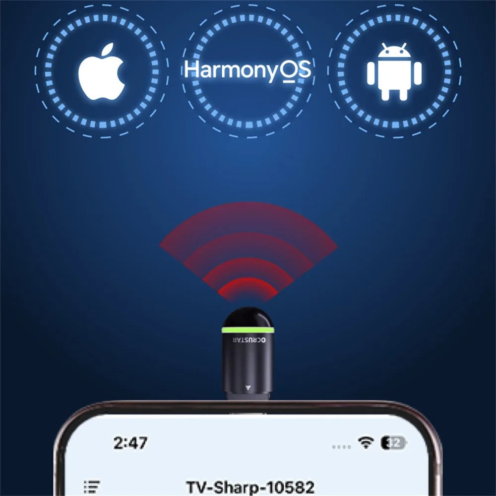 OCRUSTAR EKX6i-T Mini Smartphone IR Remote Control Long Range Control or Air Conditioner TV - Type-C Port - Black - 4