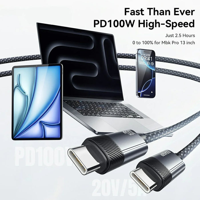 ESSAGER 2 in 1 3 Speeds Adjustable Massage USB-C to USB-C Data Cable 1.5m 100W Fast Charging Cord - 3