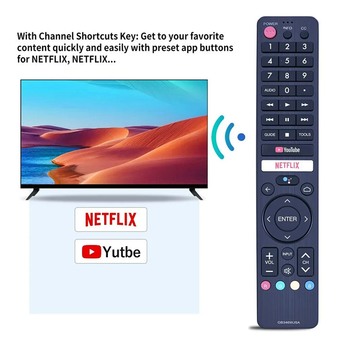GB346WJSA For Sharp TV Voice Remote Control IR Infrared Replacement 10m Range Controller - 2