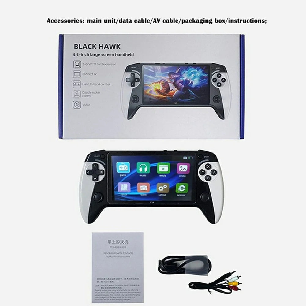 X9 5.5 inch Large Screen Handheld Game Console Retro Gaming Device with 10 Emulators - 7