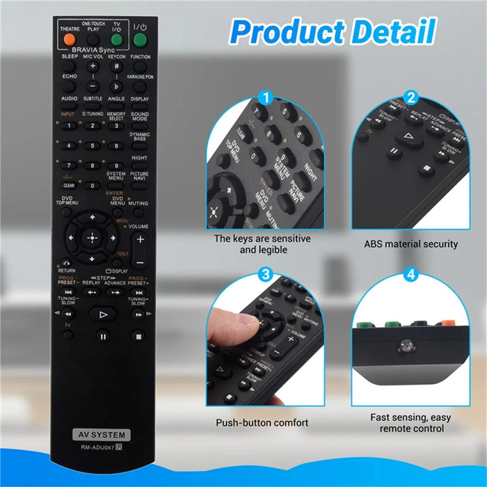 RM-ADU047 10m Range Infrared Remote Controller Ergonomic Remote Control for Sony AV Amplifier - 4