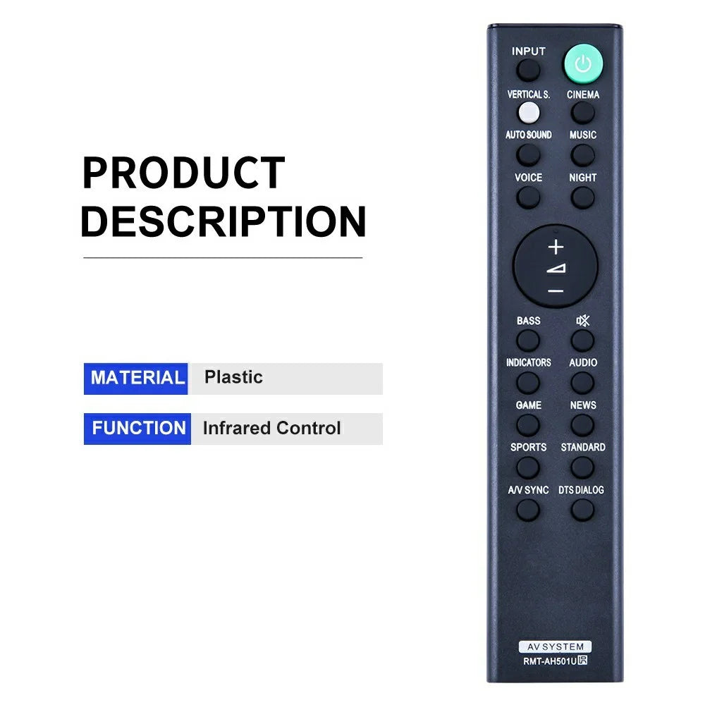 RMT-AH501U For Sony Soundbar Remote Control Battery Operated Infrared Replacement Controller - 5