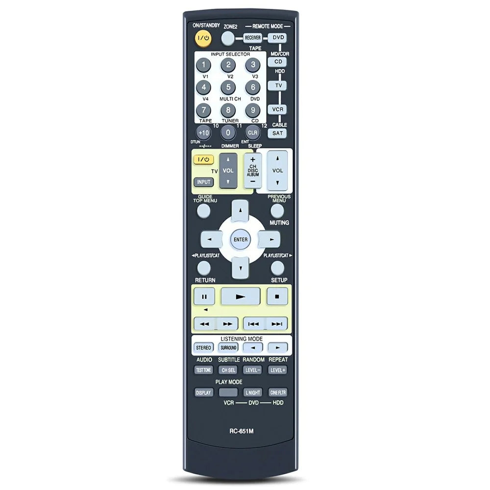 RC-651M For Onkyo Audio Receiver Remote Control 10m Range Battery Powered Replacement Infrared Controller - 1