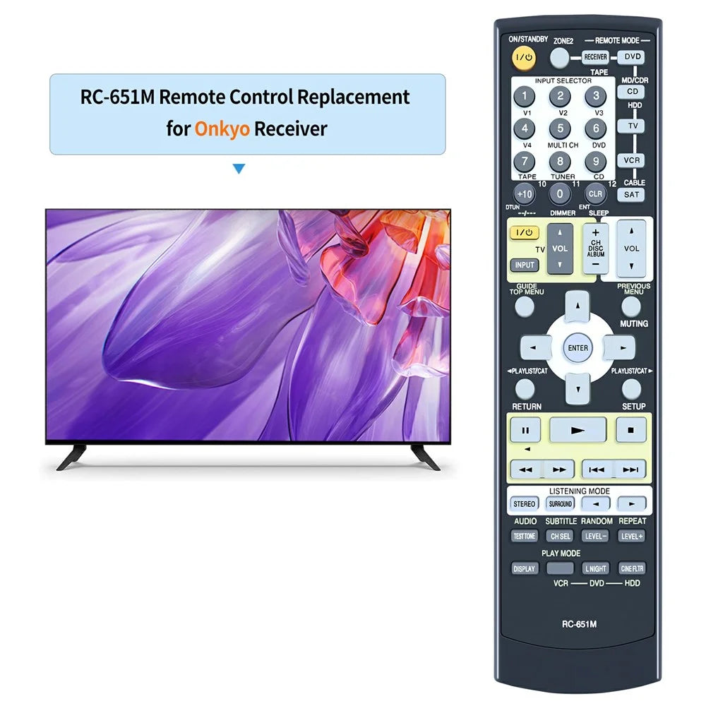 RC-651M For Onkyo Audio Receiver Remote Control 10m Range Battery Powered Replacement Infrared Controller - 2