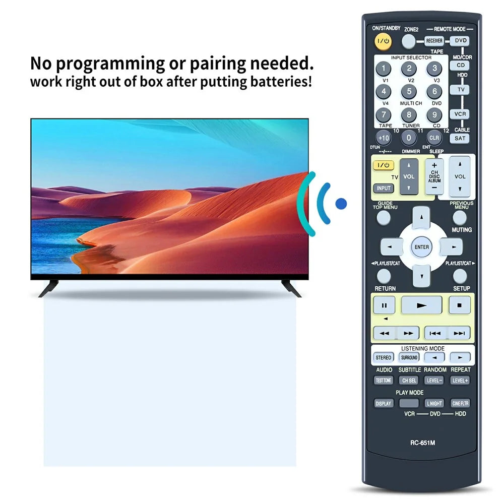 RC-651M For Onkyo Audio Receiver Remote Control 10m Range Battery Powered Replacement Infrared Controller - 3