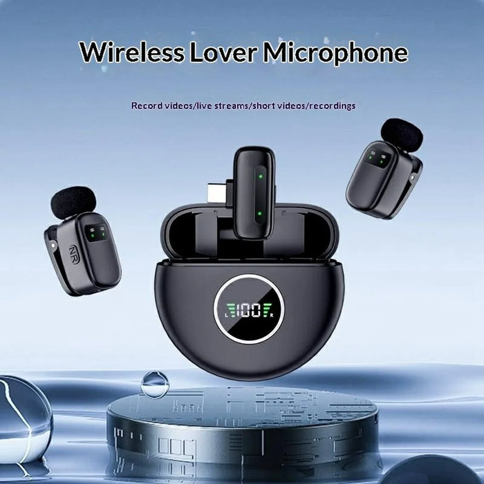 K20 Type-C Wireless Lavalier Microphone Smart Noise Cancelling for Live Streaming Mini Clip-On Mic - Black - 2