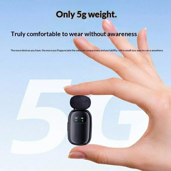 K20 Type-C Wireless Lavalier Microphone Smart Noise Cancelling for Live Streaming Mini Clip-On Mic - Black - 5
