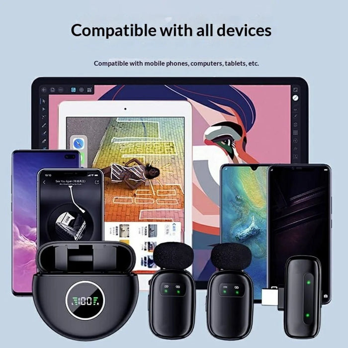 K20 Type-C Wireless Lavalier Microphone Smart Noise Cancelling for Live Streaming Mini Clip-On Mic - Black - 7