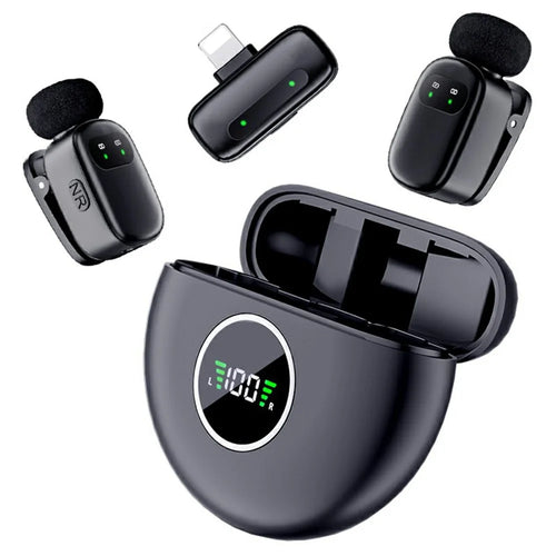 K20 8-Pin Interface Wireless Lavalier Microphone Smart Noise Cancelling Mini Clip-On Mic for Live Streaming - Black - 1