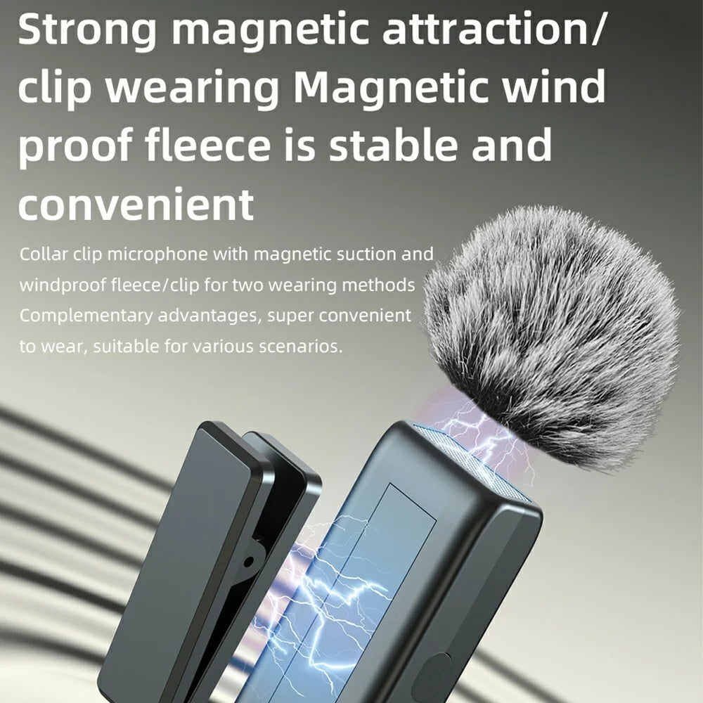 K80 Wireless Lavalier Microphone with Charging Case Smart Noise Reduction for Streaming / Broadcasting / Recording - Black - 2