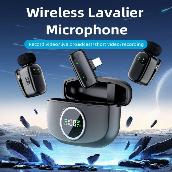 K21 Wireless Lavalier Microphone Set with iP Receiver, Noise Reduction Mini Mic for Smartphone Video Recording / Live Streaming / Vlogging - Black - 2