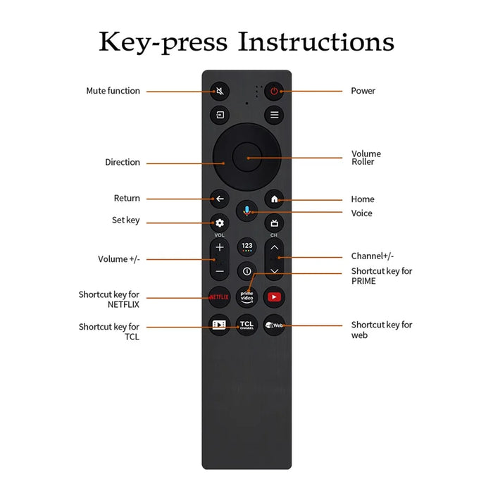 RC813A FMB1 For TCL TV Remote Control with Voice Control 10m Range Television Controller Replacement - 4