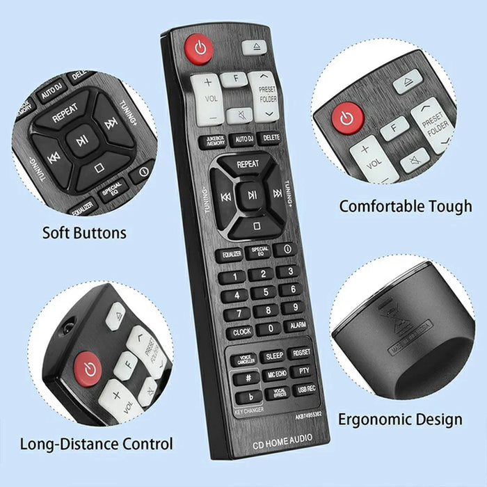 AKB74955362 For LG Audio Speaker Player Remote Control Infrared IR Universal CD Home Audio System Controller - Black - 5