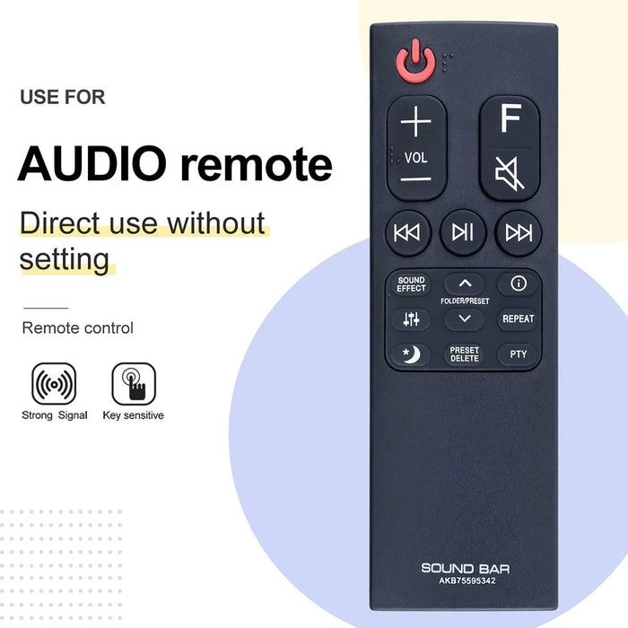 AKB75595342 For LG Sound Bar Infrared Remote Control Replacement Direct Use No Setting Required Controller - Black - 3