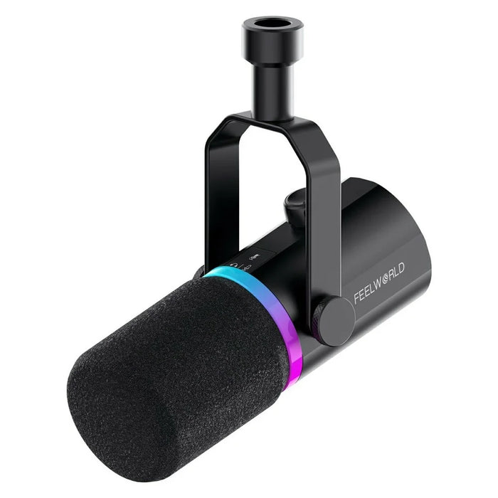 FEELWORLD PM1 Dynamic Microphone XLR / USB Podcast Gaming Streaming Recording Mic with RGB Lighting - Black - 1
