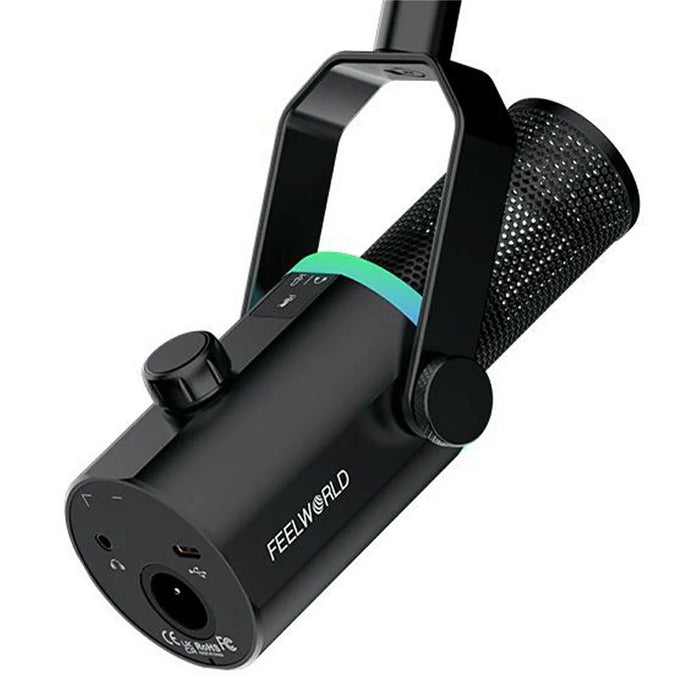 FEELWORLD PM1 Dynamic Microphone XLR / USB Podcast Gaming Streaming Recording Mic with RGB Lighting - Black - 2