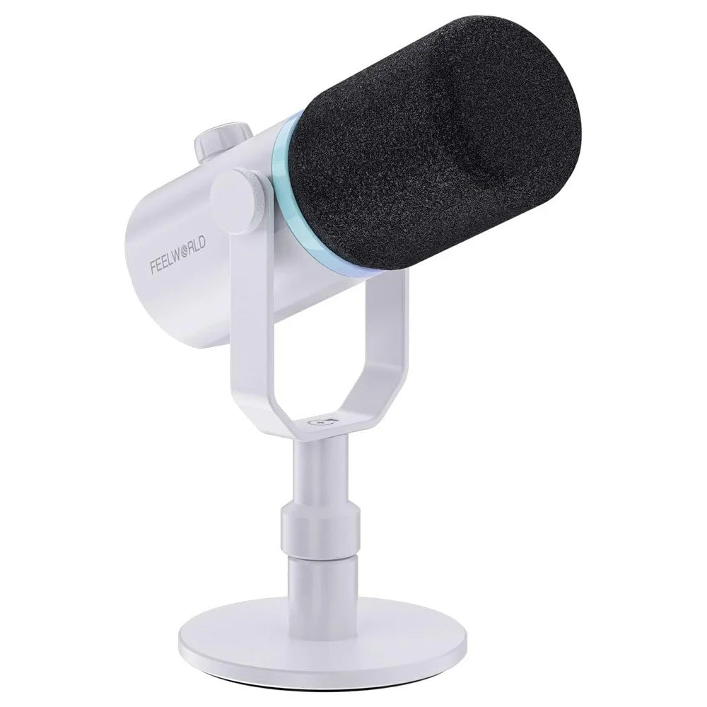 FEELWORLD PM1-XS-W XLR  /  USB Dual Output Desktop Mic for Recording  /  Gaming  /  Streaming Professional Dynamic Microphone - White - 1