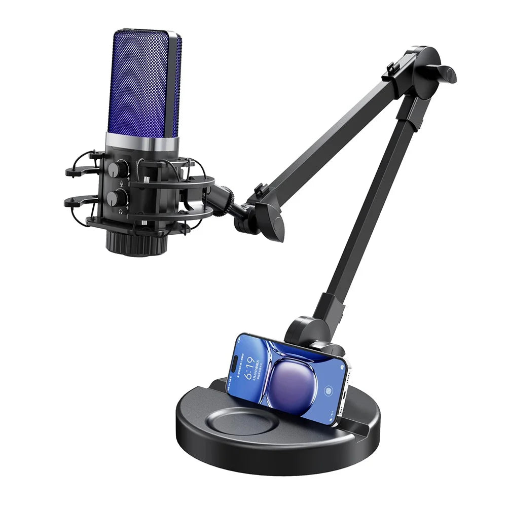 YANMAI X3R RGB Lighting Desktop Microphone Noise Cancelling Capacitor Microphone for Live Streaming / Recording - Black - 1