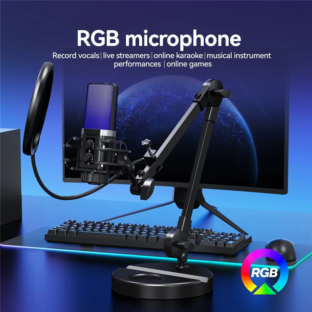 YANMAI X3R RGB Lighting Desktop Microphone Noise Cancelling Capacitor Microphone for Live Streaming / Recording - Black - 2