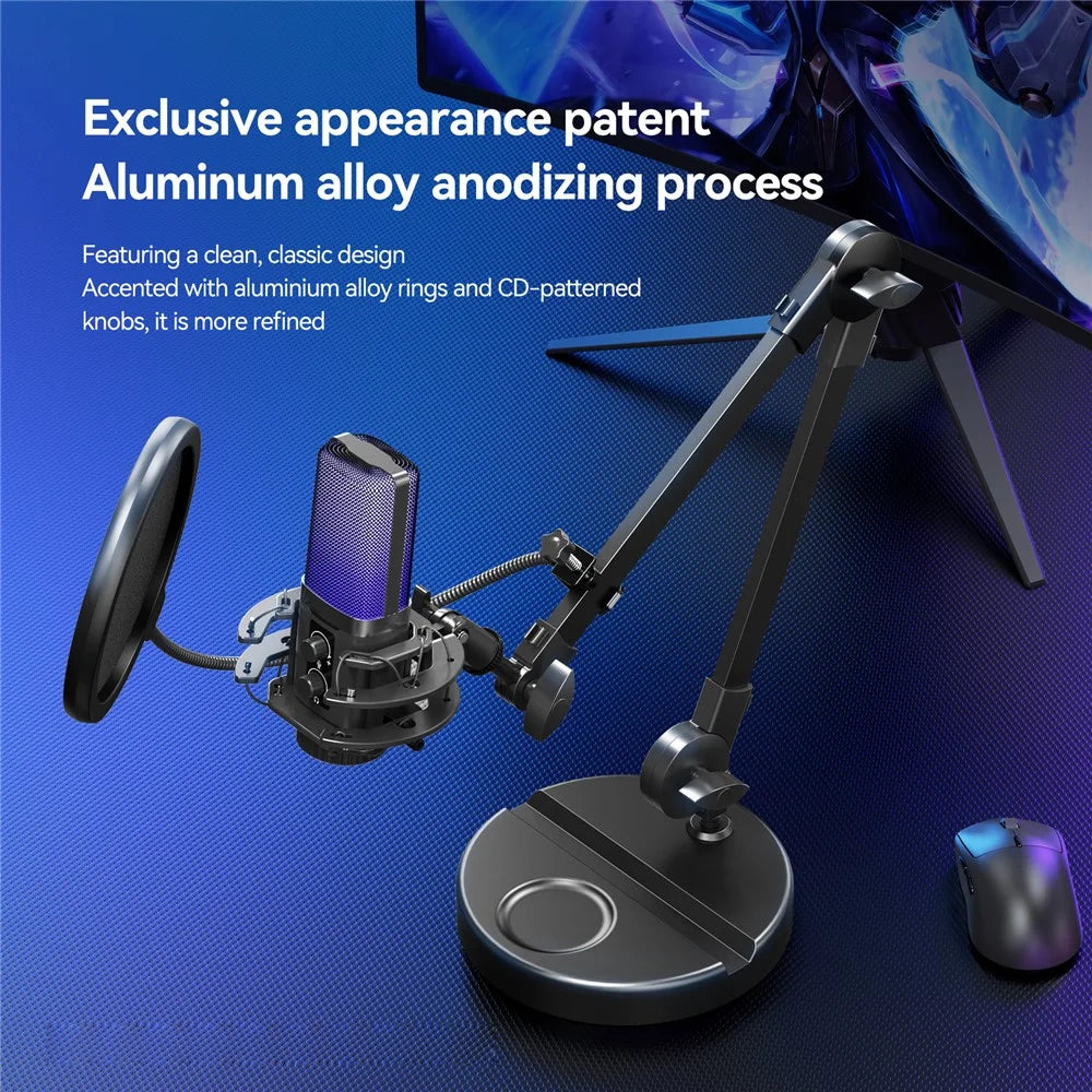 YANMAI X3R RGB Lighting Desktop Microphone Noise Cancelling Capacitor Microphone for Live Streaming / Recording - Black - 3