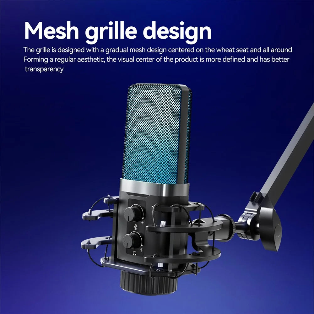 YANMAI X3R RGB Lighting Desktop Microphone Noise Cancelling Capacitor Microphone for Live Streaming / Recording - Black - 4