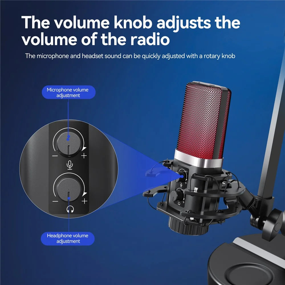 YANMAI X3R RGB Lighting Desktop Microphone Noise Cancelling Capacitor Microphone for Live Streaming / Recording - Black - 6