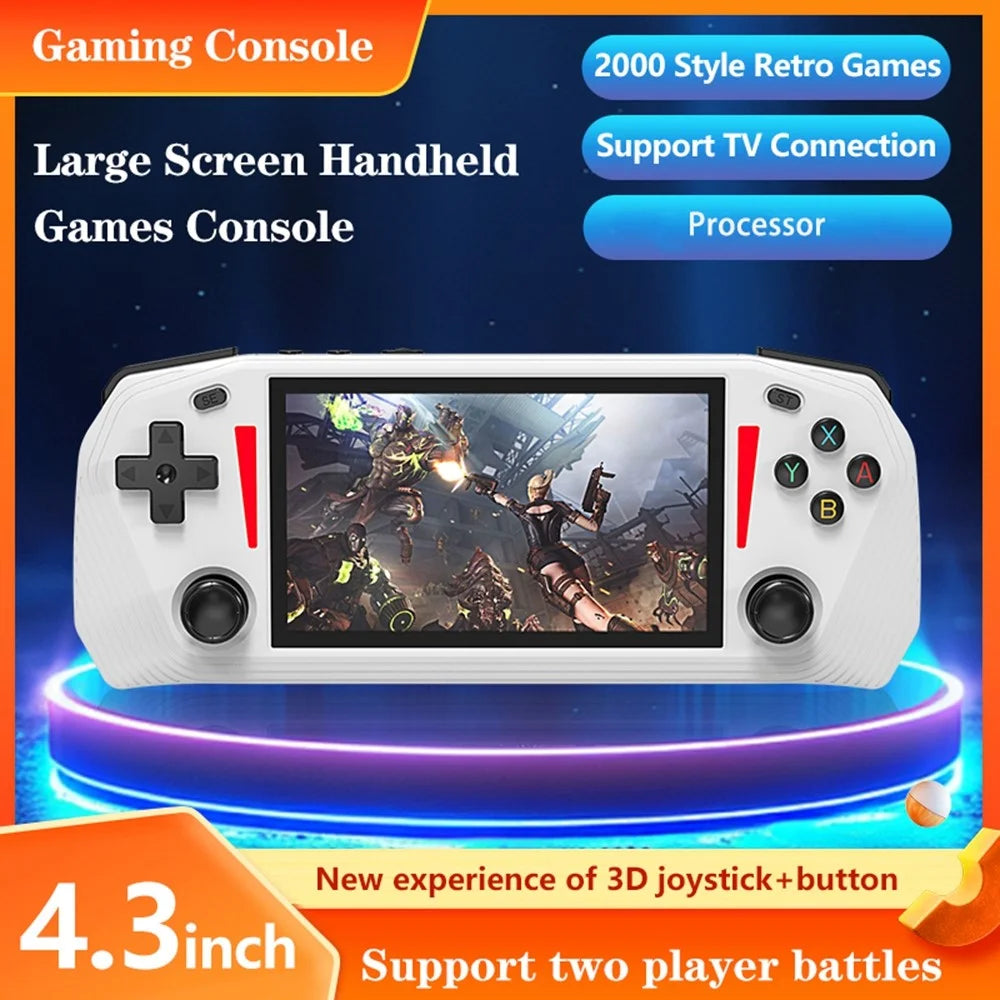 G33 4.3 Inch Handheld Game Console 20 Emulators HD TV Output Gaming Device (with 64G System Memory, without Memory Card) - White - 2
