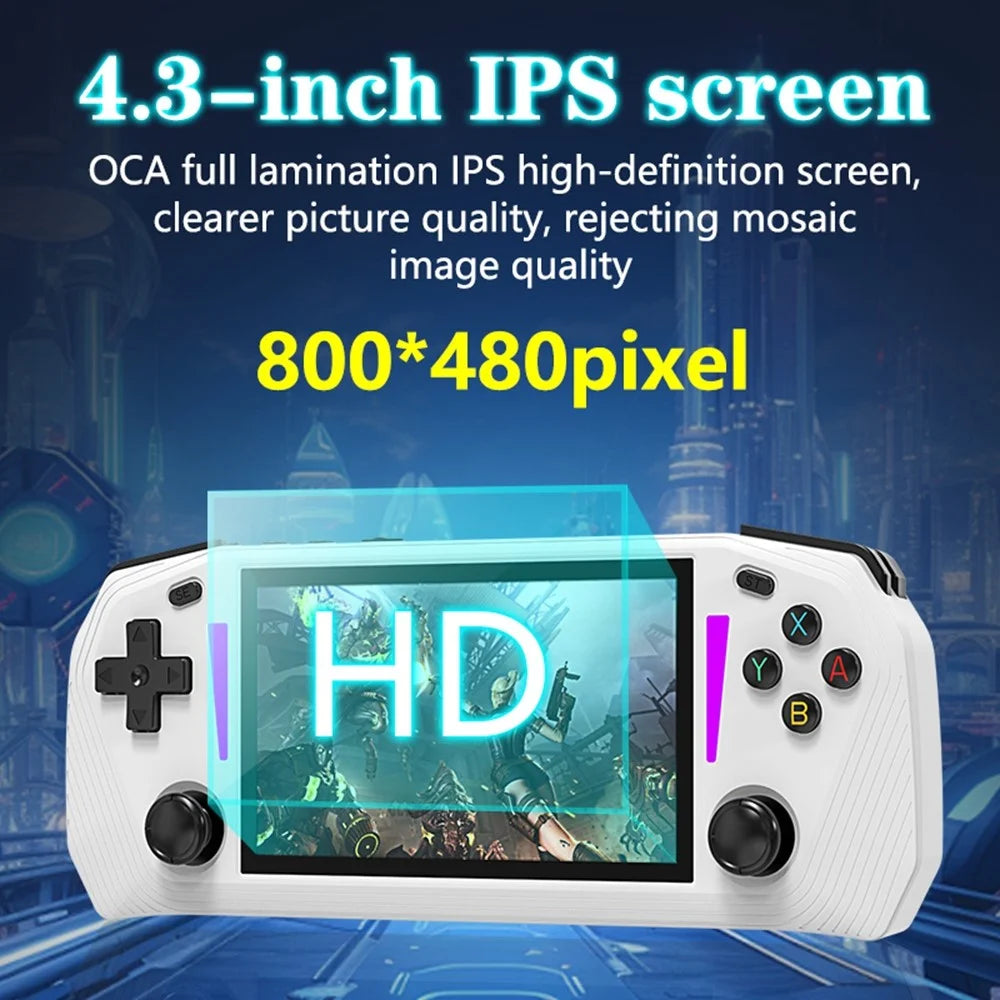 G33 4.3 Inch Handheld Game Console 20 Emulators HD TV Output Gaming Device (with 64G System Memory, without Memory Card) - White - 4