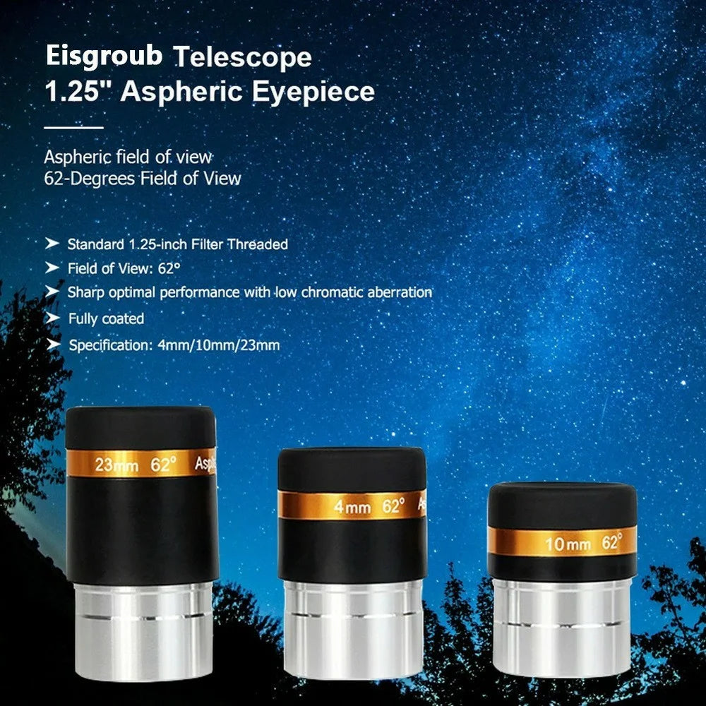 Telescope 1.25" Aspheric Eyepiece 62° Wide Field HD Eyepiece for Astronomy - 4mm - 2