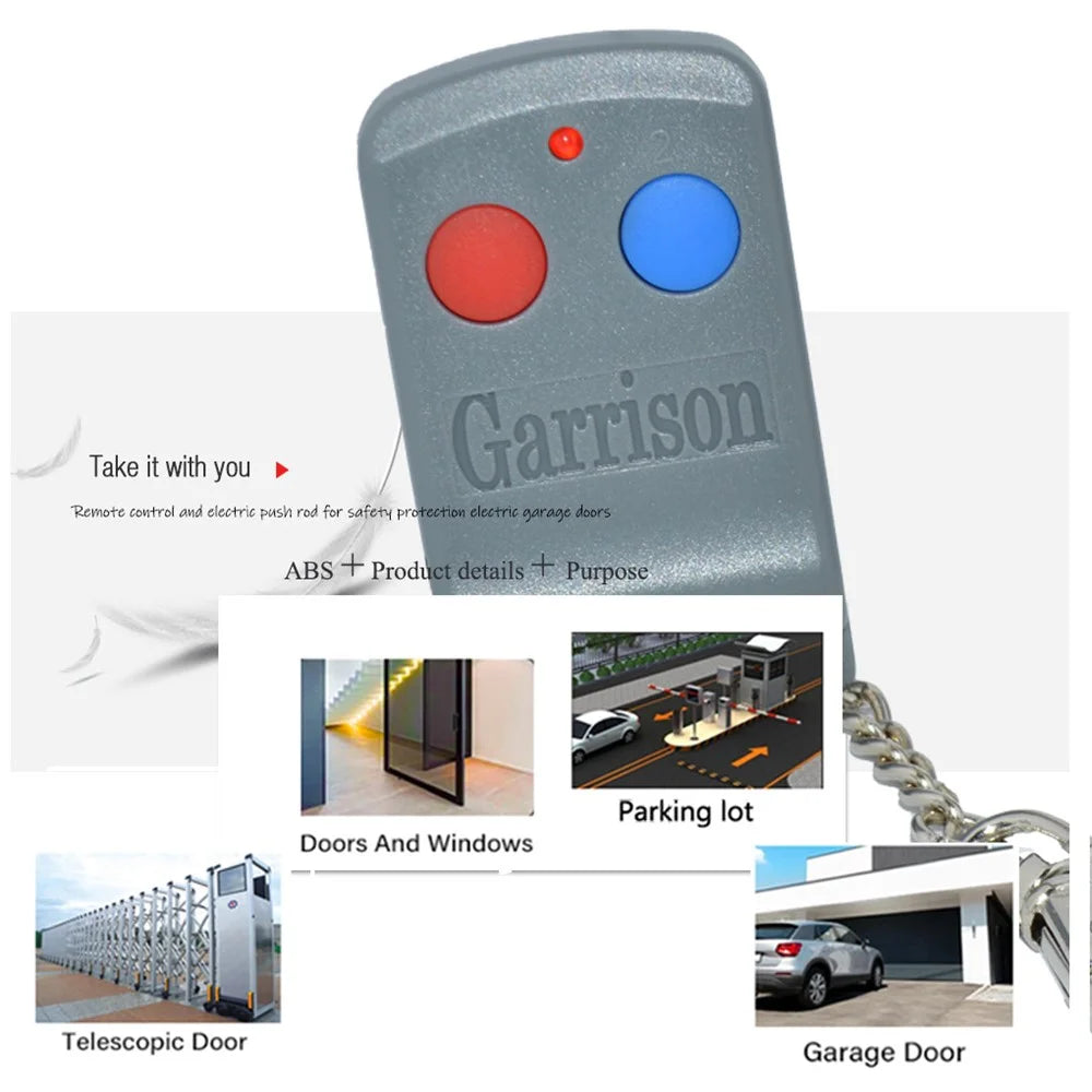 For Garrison Garage Door Automatic Gate Remote Control 433MHz 2-Button Wireless Transmitter Opener Controller - Grey - 5