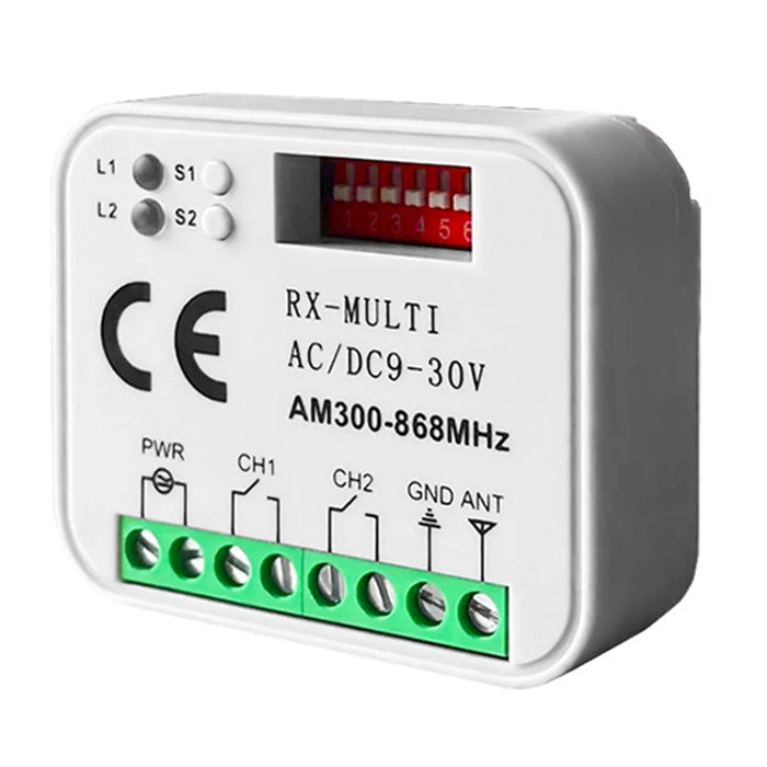 300-868MHz Multi-Frequency Controller 9-30V Receiver Remote Receiver for Garage Door Gate - White - 1