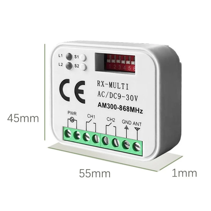 300-868MHz Multi-Frequency Controller 9-30V Receiver Remote Receiver for Garage Door Gate - White - 7