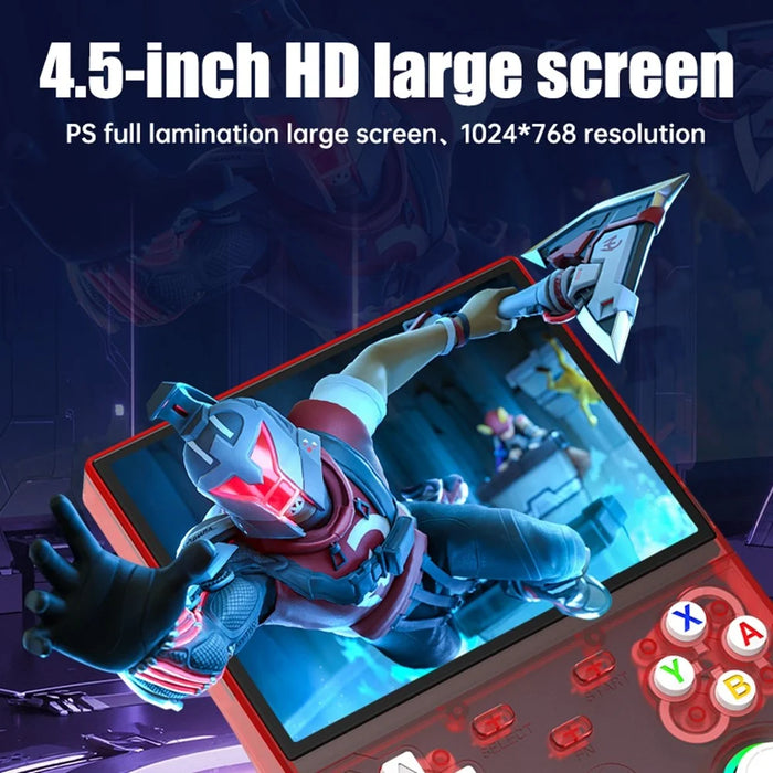 R36ultra X Handheld Game Console with 32GB TF Card Dual 3D Joysticks 4.5 Inch IPS Screen Gamepad with RGB Light - Red - 4