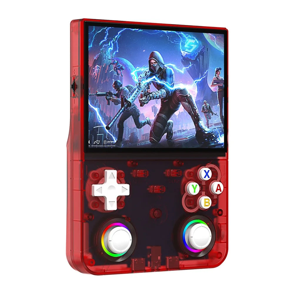 R36ultra X Handheld Game Console with 50GB TF Card Dual 3D Joysticks 4.5 Inch IPS Screen Gamepad with RGB Light - Red - 1