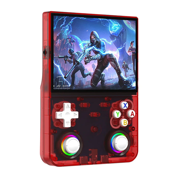 R36ultra X Handheld Game Console with 50GB TF Card Dual 3D Joysticks 4.5 Inch IPS Screen Gamepad with RGB Light - Red - 1