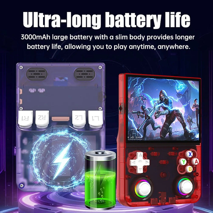 R36ultra X Handheld Game Console with 50GB TF Card Dual 3D Joysticks 4.5 Inch IPS Screen Gamepad with RGB Light - Red - 6